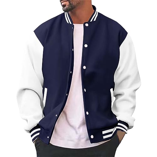 OBiQuzz College Jacke Herren Oldschool Bomberjacke Herren Fashion Übergangsjacke Regular Fit Fliegerjacke Stehkragen Baseball Jacke Sportjacke mit Taschen Leichte Jacke Sweatjacke von OBiQuzz