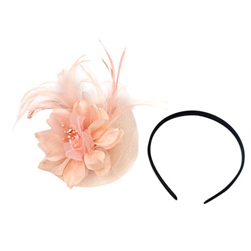 OBiQuzz Damen Cocktail Fascinators Hochzeit Hut Stirnband für Stirnband Haarreif Kinder (Pink, One Size) von OBiQuzz