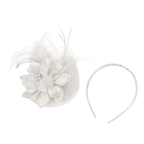 OBiQuzz Damen Cocktail Fascinators Hochzeit Hut Stirnband für Stirnband Haarreif Kinder (White, One Size) von OBiQuzz