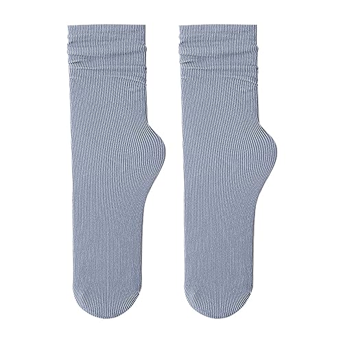 OBiQuzz Damen-Sommer- und Herbst-dünne Eissocken, solide, einfache Eisseidensocken, mittlere Röhrensocken Strumpf Naht (Light Blue, 18-40) von OBiQuzz