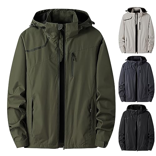 OBiQuzz Funktionsjacke Herren 3 In 1 Große Größen - Wanderjacke Wasserdicht Winddicht Regenjacke Leicht Atmungsaktiv Sportjacke Übergangsjacke Dünne Faltbare Regenmantel Oversized Sweatjacke von OBiQuzz