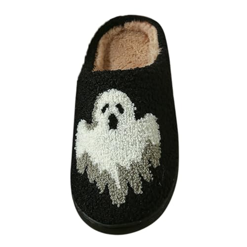 OBiQuzz Halloween Hausschuhe Damen Plüsch Pantoffeln Ghost Pantoletten Winter Warme Hausschuhe Filzpantoffeln Flauschige Hausschlappen Slippers Hauspantoffeln Schlappen Hüttenschuhe Filzhausschuhe von OBiQuzz
