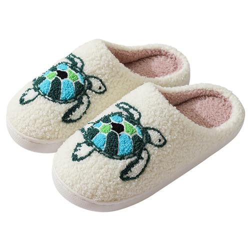 OBiQuzz Hausschuhe Damen Plüsch Turtle Pantoffeln Winter Warme Hausschuhe Memory Foam Pantoletten Hüttenschuhe Tiere Slippers Schlappen Cartoon Hausschlappen Gefütterte Hauspantoffeln Filzpantoffeln von OBiQuzz