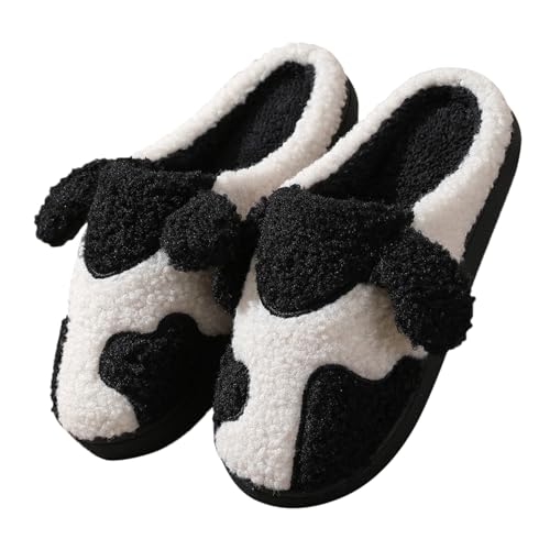 OBiQuzz Hausschuhe Damen Winter Kuh Pantoletten Warme Hausschuhe Damen Filzpantoffeln Flauschige Slippers Schlappen Hauspantoffeln Hausschlappen Plüsch Pantoffeln Hüttenschuhe Filzhausschuhe von OBiQuzz