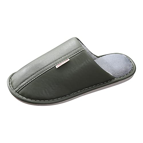 OBiQuzz Hausschuhe Herren Warm Kunstleder Pantoletten Hausschlappen Gefütterte Hauspantoffeln Plüsch Schlappen Flauschige Slippers Filzpantoffeln Winter Gästehausschuhe Hüttenschuhe Filzhausschuhe von OBiQuzz