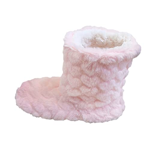 OBiQuzz Hüttenschuhe Damen Winter Hüttensocken Hüttenstiefel Plüsch Warme Hausschuhe Damen Flauschige Hausstiefel Kuschelige Pantoffeln rutschfest Bodenschuhe Hausboots Gefüttert Winterhausschuhe von OBiQuzz