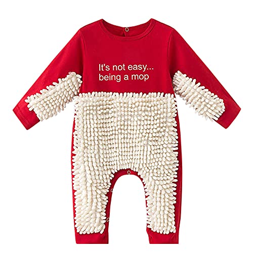 OBiQuzz Jumpups jungen Mädchen Romantiker Baby Neugeborener fester Onesie Mop krabbeln Baby Säuglingsmädchen Strampler & Gefütterter Regenanzug Kinder (Red, 12-18 Months) von OBiQuzz