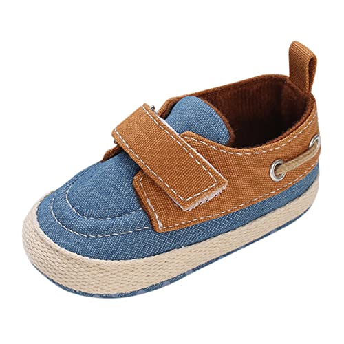 OBiQuzz Jungs Schuhe 1 Jahr Frühling und und Mädchen Freizeitschuhe Weicher und leichter flacher Coloblock Bequemes und einfaches Hineinschlüpfen Infant Sneaker (Blue, 22 Toddler) von OBiQuzz