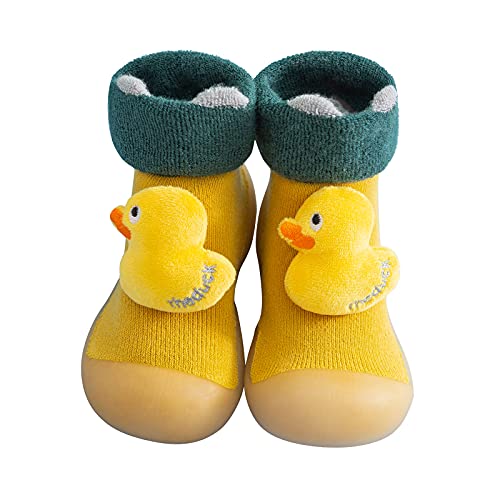 OBiQuzz Kinder Kleinkind Baby Solide Warm Stricken Weiche Sohle Gummischuhe Socken Hausschuhe Strumpf Weiche Schuhe Socken Hausschuhe Kinder 36 (Yellow, 22) von OBiQuzz