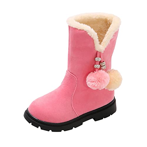 OBiQuzz Kinder Mädchen Stiefelette Warm Gefüttert Stiefeletten Mode Halblange Stiefel Rosa Plüsch Winterschuhe Reitstiefeletten Boots Reitstiefel Chelsea Stiefel Winter Stiefel Winterhalbstiefel 37 von OBiQuzz