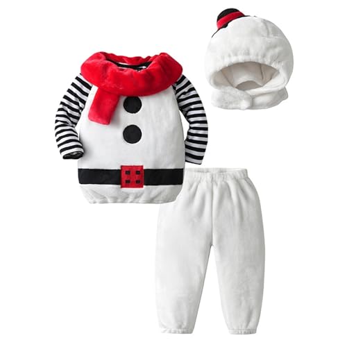 OBiQuzz Kinder-Outfit, weiche Baumwolle, warm, Rundhalsausschnitt, langärmelig, Rundhalsausschnitt, Schneemann-Kostüm, Kleidungsset für Jungen oder Mädchen Baby Kleidung Sommer (A, 6-12 Months) von OBiQuzz