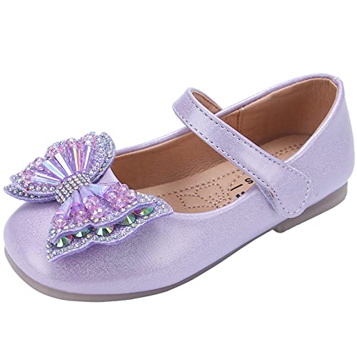 OBiQuzz Kinderschuhe Flache Sandalen Studenten Tanz Performance Schuhe Pailletten Schleife Prinzessin Schuhe Wasserschuhe Kinder (Purple, 28 Little Child) von OBiQuzz