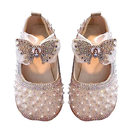 OBiQuzz Kleinkind Baby Mädchen Glitzerkleid Prinzessin Schleife Ballettschuhe Baby Lederschuhe mit weichen Sohlen Kinderschuhe 35 Mädchen (Gold, 26.5 Toddler) von OBiQuzz