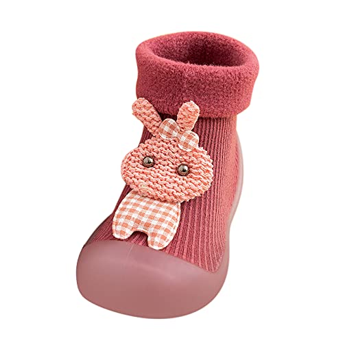 OBiQuzz Kleinkind Baby Mädchen Solide Warm Stricken Weiche Sohle Gummischuhe Socken Pantoffel Strumpf Babyschuhe 23 (Red, 22-23) von OBiQuzz