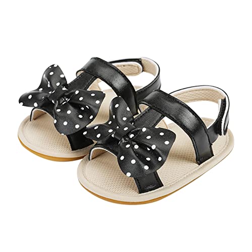 OBiQuzz Kleinkind Mädchen Open Toe Bowknot Schuhe Erste Schuhe Kleinkind Flache Sandalen Sandalen 22 Mädchen (Black, 20.5 Infant) von OBiQuzz