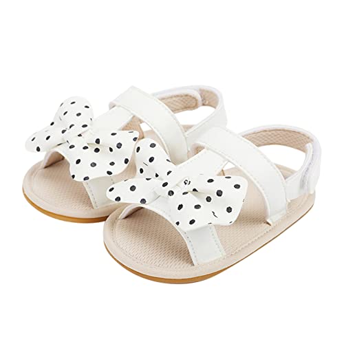 OBiQuzz Kleinkind Mädchen Open Toe Bowknot Schuhe Erste Schuhe Kleinkind Flache Sandalen Sandalen 22 Mädchen (White, 20.5 Infant) von OBiQuzz