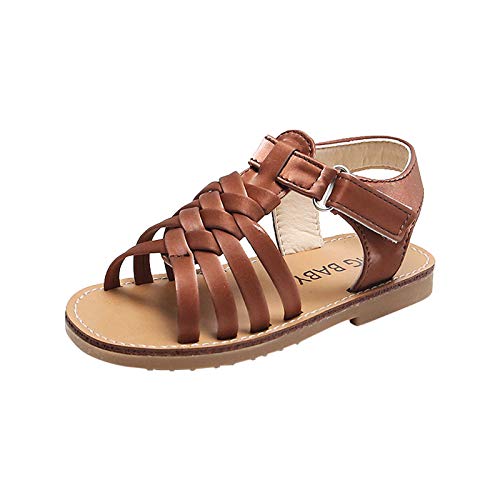 OBiQuzz Kleinkind Sandalen Mädchen Baby Lederschuhe Kinderschlaufe -Beach Frauen-Schuhe Rutschfeste Babyschuhe (Brown, 23.5 Toddler) von OBiQuzz