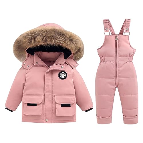 OBiQuzz Kleinkind Winter Kind Mädchen Und Jungen Einfarbig Schneeanzug Schnee Hosen Und Jacken Kleidung Mantel Mädchen Bekleidungsset 80 (Red, 3-4 Years) von OBiQuzz