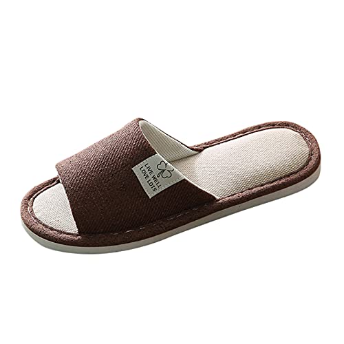 OBiQuzz Leinen Hausschuhe Damen Herren Leicht Slippers Schlappen Freizeit Pantoffeln rutschfest Haushaltsschuhe Filzpantoffeln Slides Sommerschuhe Strandschuhe Sommer Filz Flip Flops Sommerlatschen von OBiQuzz