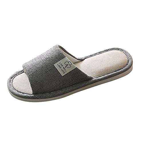 OBiQuzz Leinen Hausschuhe Damen Herren Leicht Slippers Schlappen Freizeit Pantoffeln rutschfest Haushaltsschuhe Filzpantoffeln Slides Sommerschuhe Strandschuhe Sommer Filz Flip Flops Sommerlatschen von OBiQuzz