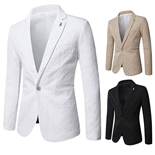 OBiQuzz Leinen Sakko Herren Sommer Leicht - Blazer Mit Gekerbtem Revers Slim Fit Anzugjacke Business Männer-Anzug Sportlich Freizeitsakkos Hochzeit Blazerjacke Einfarbig Leinen-Jacke von OBiQuzz