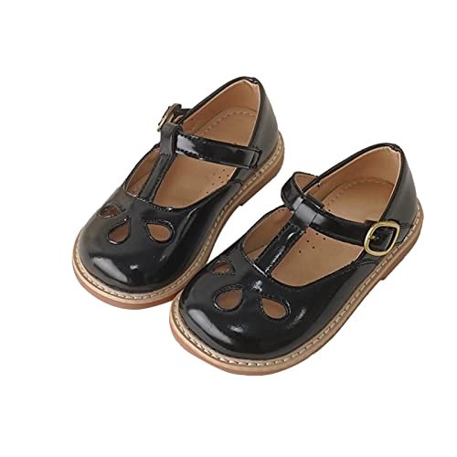 OBiQuzz Mädchen Lederschuhe Hohle Atmungsaktive Prinzessin Schuhe Abendschuhe Kind Große Kinder Sandalen 39 (Black, 26 Toddler) von OBiQuzz