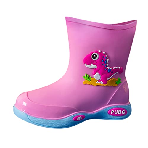 OBiQuzz Mädchen Regenstiefel Regen Kinder Gummi Baby Cartoon Schuhe Rutschfeste Stiefel Warm Kinder (Pink, 16) von OBiQuzz