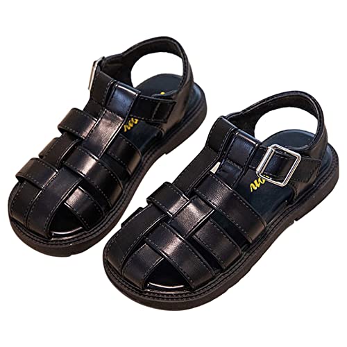 OBiQuzz Mädchen Sandalen Mode Baotou Kinder Römische Sandalen Koreanische Ausgabe Weiche Sohle Mit Ausländischen Prinzessin Schuhe Baby Strickschuhe (Black, 32 Big Kids) von OBiQuzz