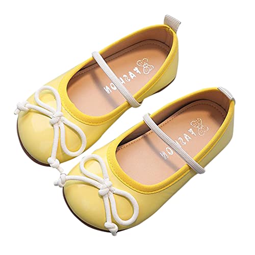 OBiQuzz Mädchenschuhe Prinzessin Schuhe rutschfeste weiche Sohle Lederschuhe Bowknot Einzelschuhe Schuhe Für Kinder (Yellow, 34 Big Kids) von OBiQuzz
