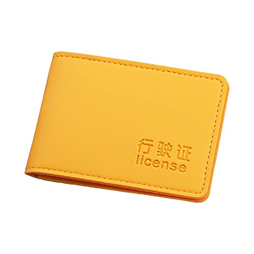 OBiQuzz Modische ID-Brieftasche, einfarbig, offene Geldbörse, Kartenfächer, Führerscheinabdeckung, Clutch Bag Brieftasche Herren Klein Mit Kette (Yellow, One Szie) von OBiQuzz