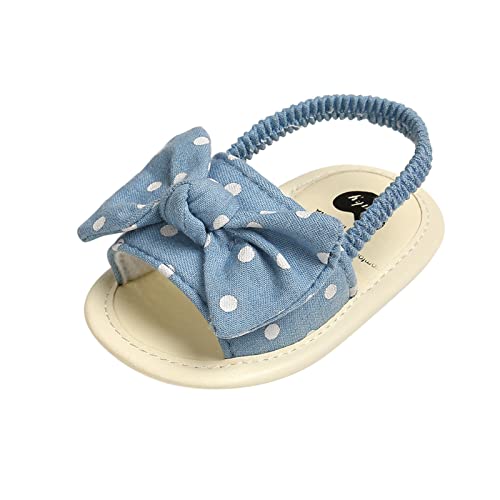 OBiQuzz Prewalker Mädchen Sandalen -Rutsch- Kleinkind Walkers Barfuß Bowknot Stripe Dot First Baby 018M Die Baby-Sandalen Hausschuhe Kinder Mädchen 31 (Blue, 12-18 Months) von OBiQuzz