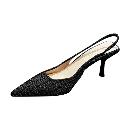 OBiQuzz Pumps Damen Slingback - Sandalen Spitze Zehenpartie Abendschuhe Slingback Pumps Kitten Absatz High-Heels Pointed Toe Hochzeit-Schuhe Elegante Schnalle Damenschuhe Riemchen-Pumps von OBiQuzz