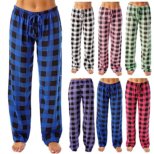 OBiQuzz Schlafanzughose Herren Lang Dünn - Pyjamahose Kariert Schlafhosen Oversized Freizeithose Baggy Bequem Pyjama Oversized Locker Nachtwäsche Straight Leg Negligee Weich Sleepwear1 von OBiQuzz