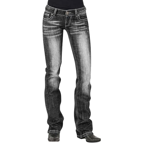 OBiQuzz Schlaghose Damen Bootcut Jeans High Waist Skinny Jeans Flared Fit Jeanshose Schlagjeans Wide Leg Jeans Boyfriend Jeans Stretch Mom Jeans Jeanshosen Straight Denimhose Streetwear S-4Xl von OBiQuzz