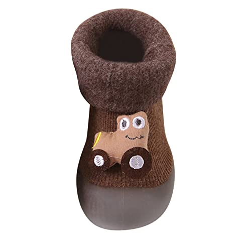 OBiQuzz Sohlenstrumpf Pantoffel Kleinkind Warme Baby Stricksocken Weiche Gummischuhe Patchwork Babypflege Haus Schuhe Kleinkind (Coffee, 3-6 Months) von OBiQuzz
