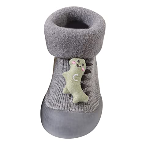 OBiQuzz Sohlenstrumpf Pantoffel Kleinkind Warme Baby Stricksocken Weiche Gummischuhe Patchwork Babypflege Haus Schuhe Kleinkind (Grey, 3-6 Months) von OBiQuzz
