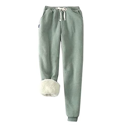 OBiQuzz Thermohose Damen Winter Gefüttert Warme Jogginghose Thermo Fleece Hosen Mit Taschen Verdickte Sporthose Laufhose Freizeithose Mit Kordelzug Sherpa-Innenfutter Sweathose Sweatpants Haushose von OBiQuzz