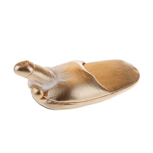 OBiQuzz Unisex Plüsch Hausschuhe Lustige Erwachsene Slipper Penis und Hoden Gold Pantoletten Winter Warm Rutschfeste Haushaltsschuhe Winterschuhe von OBiQuzz