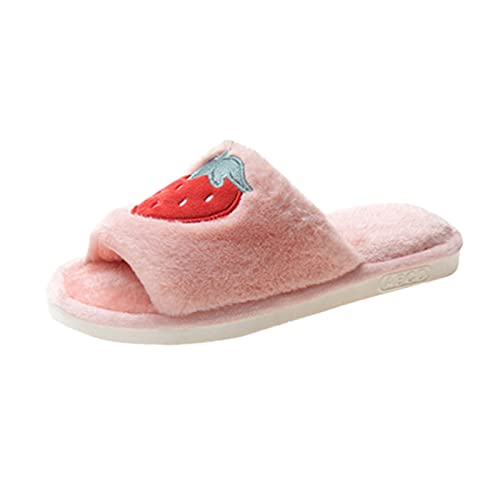 OBiQuzz Warme Hausschuhe Damen Plüsch Pantoffeln Damen Memory Foam Hausschlappen Offene Slippers Filzpantoffeln Gefütterte Hauspantoffeln Flauschige Pantoletten Kawaii Weiche Schlappen Hüttenschuhe von OBiQuzz
