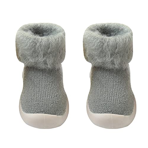 OBiQuzz Weiche Gummistrickschuhe Mädchen Hausschuhe Sohle Warme Socken Strumpf Kleinkind Baby Solide Babyschuhe Schuhe 22 (Green, 3-3.5Years) von OBiQuzz