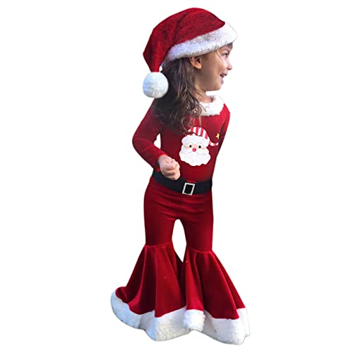 OBiQuzz Weihnachtskostüm Kinder Mädche 110, Weihnachten Kostüm Schlaghose Weihnachtsoutfit Winter Warm Weihnachtsmann Kostüm Kleinkind Christmas Santa Babykleidung Strampler Bekleidungssets 1-4 Jahre von OBiQuzz