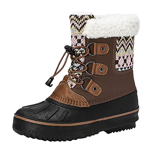 OBiQuzz Winterschuhe 32 Jungen Jungen OutdoorBoots Wasserdichte warme Stiefel mit Baumwollschneestiefeln Winterstiefel Wasserdicht Kinder (Brown, 30 Little Child) von OBiQuzz