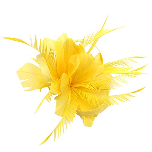 OBiQuzz für Frauen Blume Headband Cocktail Hochzeit Faschingshut Headband Reithelm Tasche (Yellow, One Size) von OBiQuzz