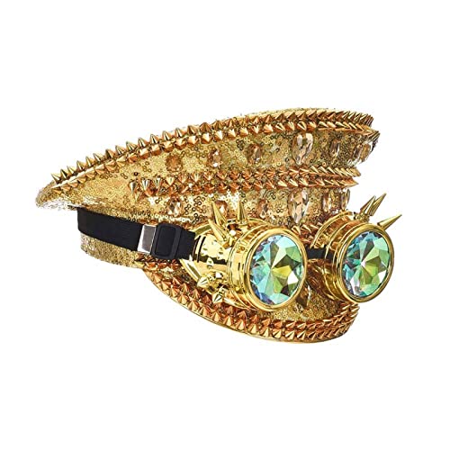 Pailletten-Zylinder im Nachtclub-Stil für Männer und Frauen, Jazz-Hüte, Bühnentanz, Performance-Hüte Skihelm Ohren (Gold, One Size) von OBiQuzz