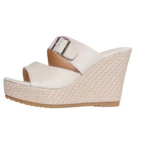 Pantoletten Damen Mit Absatz : Keilsandalen Damen Plateau Espadrilles Latschen Keilabsatz Sandalen Peep Toe Sandaletten Wedge Slippers Slides Hauschuhe High Heels Sommerschuhe Damensandalen Gr.36-43 von OBiQuzz