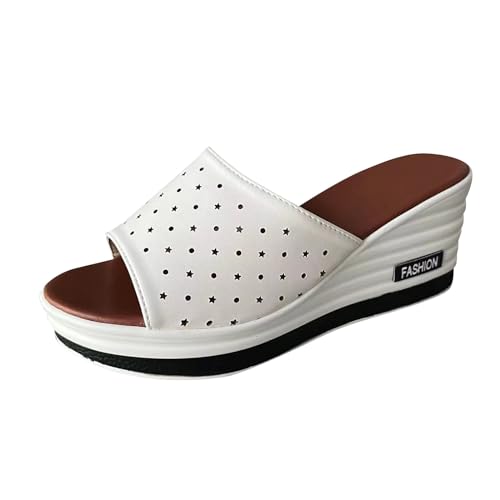Pantoletten Damen Mit Absatz ： Plateau Sandalen High Heels Wedges Latschen Peep Toe Sommerschuhe Sommer Hausschuhe Keilsandalen Keilabsatz Pantolette Pu Leder Gartenschuhe Damensandalen Sommersandalen von OBiQuzz