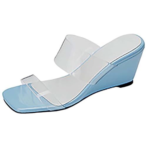 Pantoletten Damen Mit Absatz Keilsandalen Jelly Sandalen Offene Zehe Pumps Elegant Damensandalen Sommerschuhe High Heels Sandaletten Kleid Schuhe Sommer Hausschuhe Slipper Transparent Pantolette von OBiQuzz