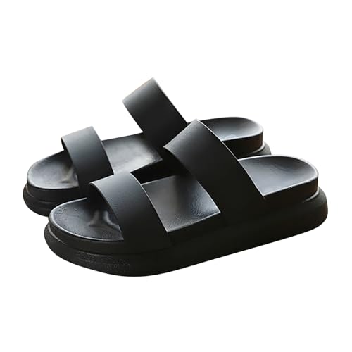 Pantoletten Damen Mit Absatz - Weiche Fußbett Strandschuhe Plateau Schlappen Slippers Leder Sommer Sandalen Slide Rutschfest Hausschuhe Bequem Schuhe Duschschuhe Pantoffel Outdoor Sommerschuhe von OBiQuzz