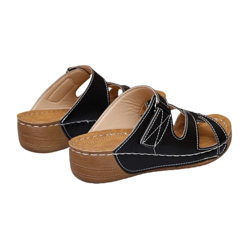 Pantoletten Damen Mit Fussbett : Leder Keilsandalen Peep Toe Plateau Sandaletten Keilabsatz Strandschuhe Slippers Slide Rutschfest Hauschuhe Schlappen Sommerschuhe Sommer Sandalen Pantoffeln Gr.36-43 von OBiQuzz