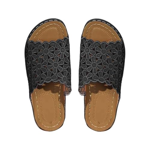 Pantoletten Damen Mit Fussbett : Leder Orthopädische Sandalen Peep Toe Plateau Sandaletten Strandschuhe Slippers Slide Rutschfest Hauschuhe Schlappen Mesh Sommerschuhe Pantoffeln Gr.36-43 von OBiQuzz